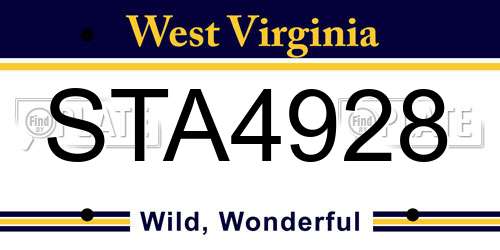 STA4928 West Virginia License Plate