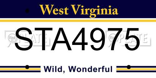STA4975 West Virginia License Plate