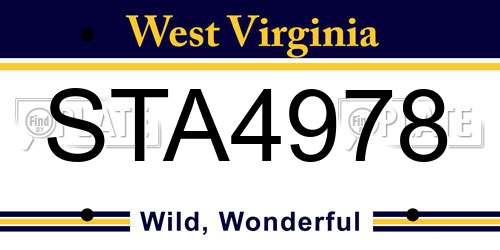 STA4978 West Virginia License Plate