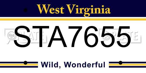 STA7655 West Virginia License Plate