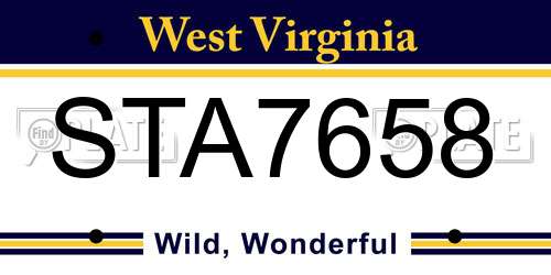 STA7658 West Virginia License Plate