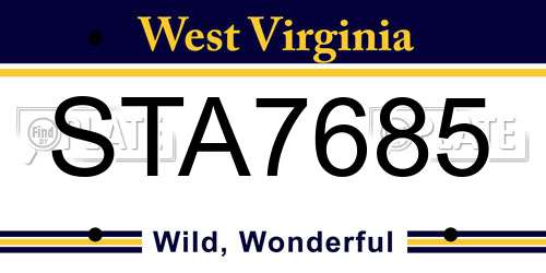 STA7685 West Virginia License Plate