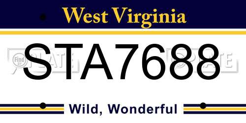 STA7688 West Virginia License Plate