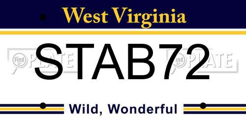 STAB72 West Virginia License Plate