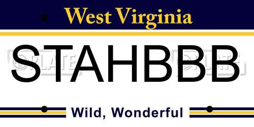 STAHBBB West Virginia License Plate