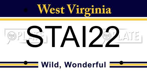 STAI22 West Virginia License Plate