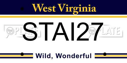 STAI27 West Virginia License Plate