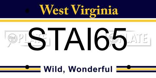 STAI65 West Virginia License Plate
