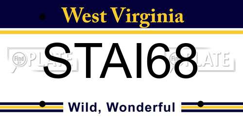 STAI68 West Virginia License Plate