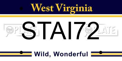 STAI72 West Virginia License Plate