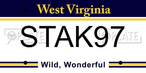 STAK97 West Virginia License Plate