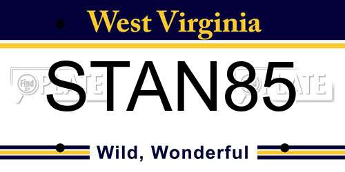 STAN85 West Virginia License Plate