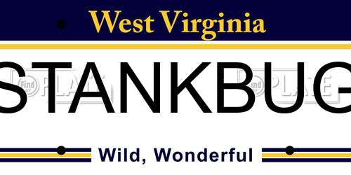 STANKBUG West Virginia License Plate