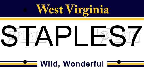 STAPLES7 West Virginia License Plate