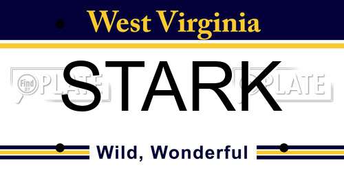 STARK West Virginia License Plate
