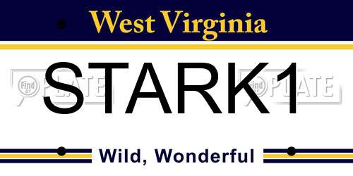 STARK1 West Virginia License Plate