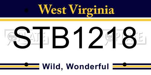STB1218 West Virginia License Plate