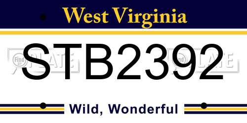 STB2392 West Virginia License Plate