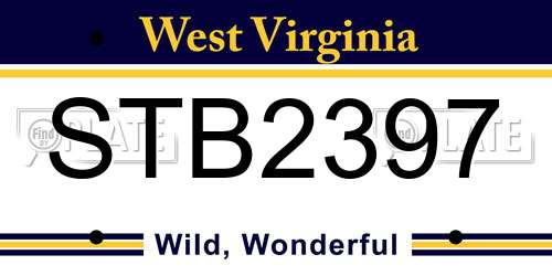 STB2397 West Virginia License Plate