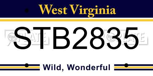 STB2835 West Virginia License Plate