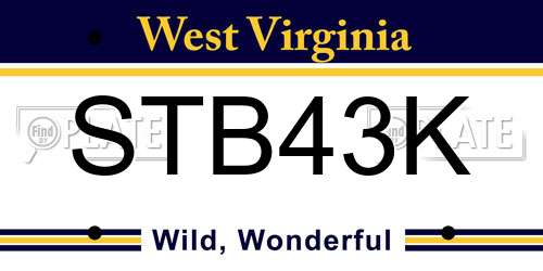 STB43K West Virginia License Plate