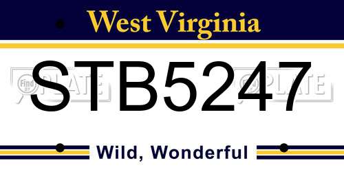 STB5247 West Virginia License Plate