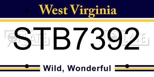 STB7392 West Virginia License Plate