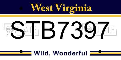 STB7397 West Virginia License Plate