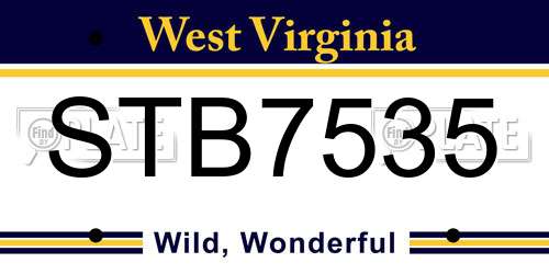 STB7535 West Virginia License Plate