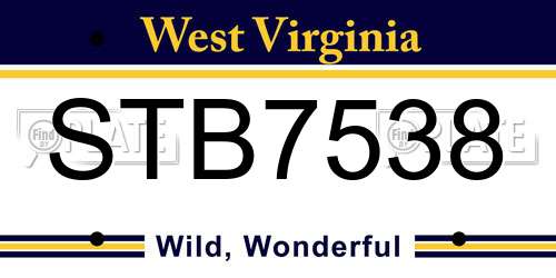 STB7538 West Virginia License Plate