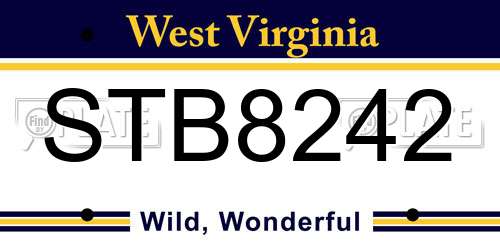 STB8242 West Virginia License Plate