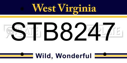 STB8247 West Virginia License Plate
