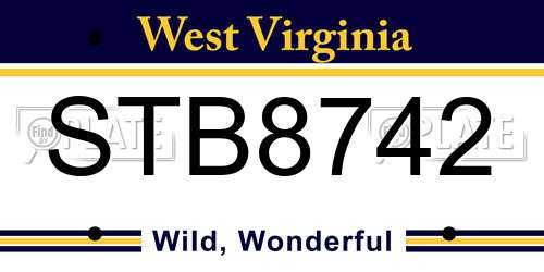 STB8742 West Virginia License Plate