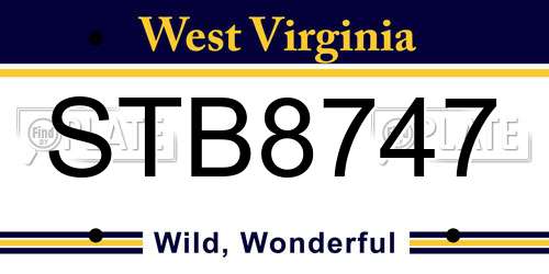 STB8747 West Virginia License Plate