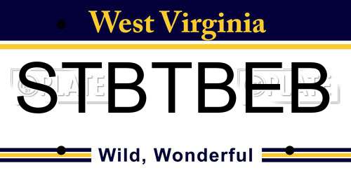 STBTBEB West Virginia License Plate