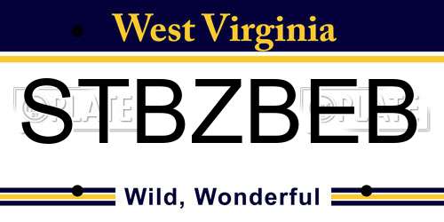 STBZBEB West Virginia License Plate