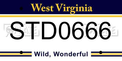 STD0666 West Virginia License Plate