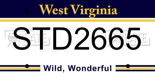 STD2665 West Virginia License Plate