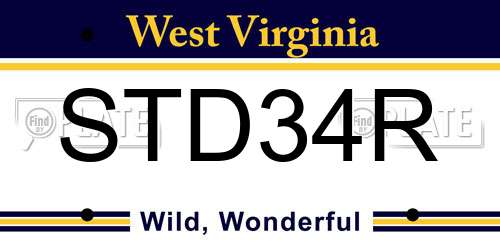 STD34R West Virginia License Plate