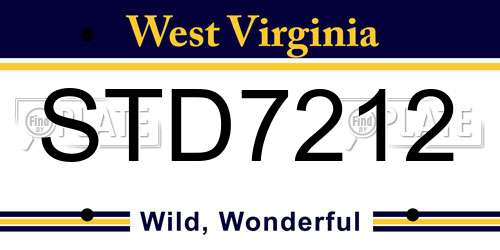 STD7212 West Virginia License Plate