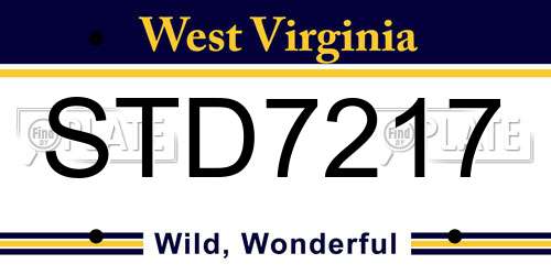 STD7217 West Virginia License Plate