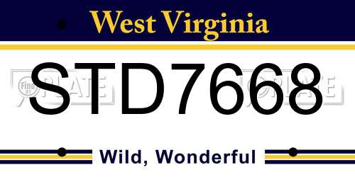 STD7668 West Virginia License Plate