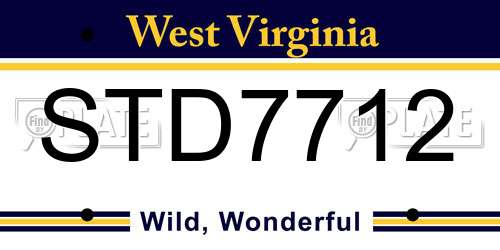 STD7712 West Virginia License Plate