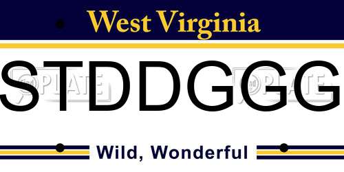 STDDGGG West Virginia License Plate