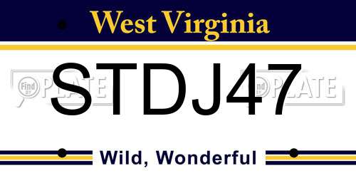 STDJ47 West Virginia License Plate