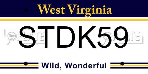 STDK59 West Virginia License Plate