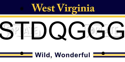 STDQGGG West Virginia License Plate