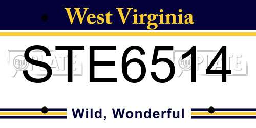 STE6514 West Virginia License Plate