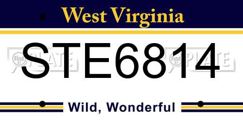 STE6814 West Virginia License Plate