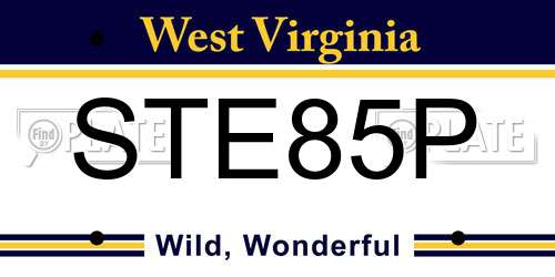 STE85P West Virginia License Plate